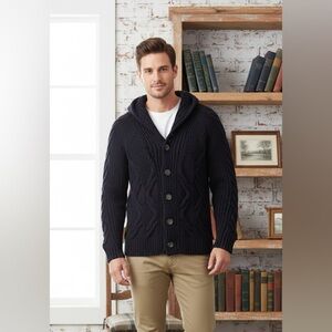 Filippo Novelli Navy Blue Wool Cable Knit Cardigan Sweater Size Medium